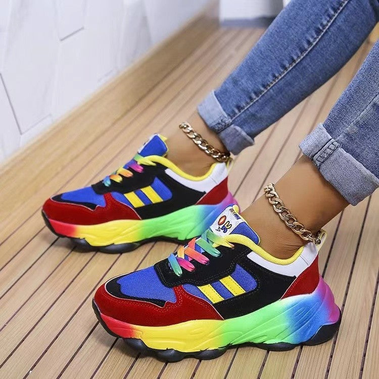 Lace-Up Mesh Platform Sneakers