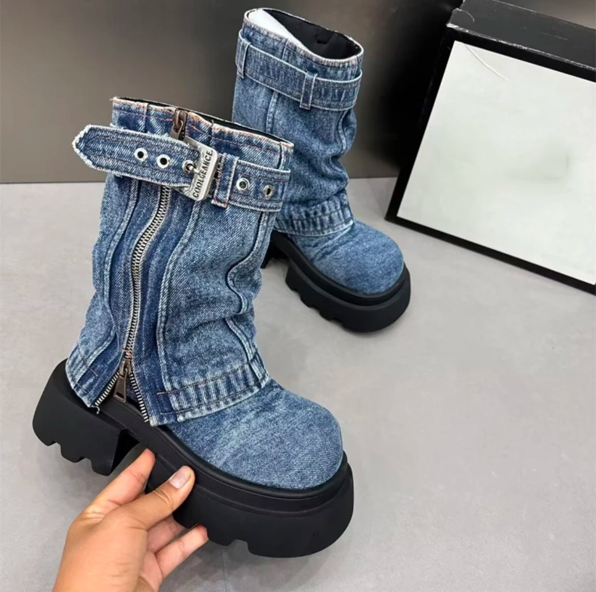 Denim Platform Boots