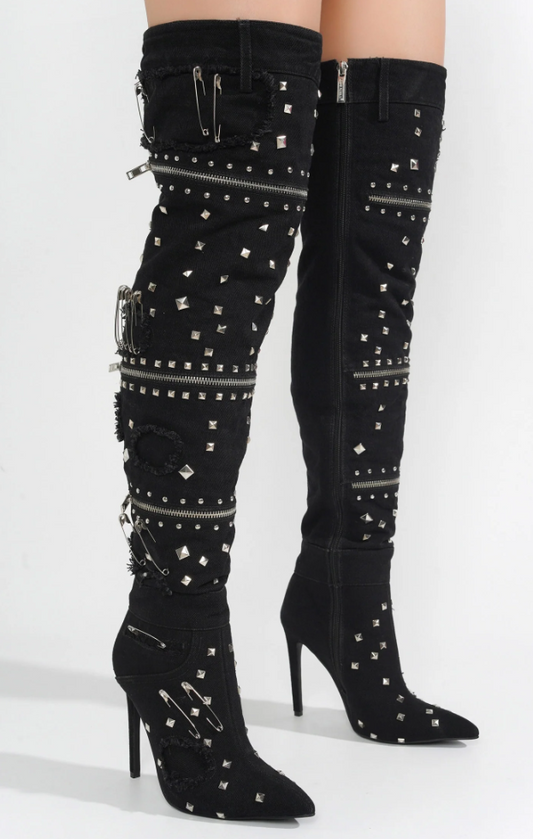 Edgy Strut Stiletto Boots