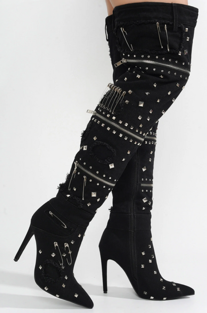 Edgy Strut Stiletto Boots